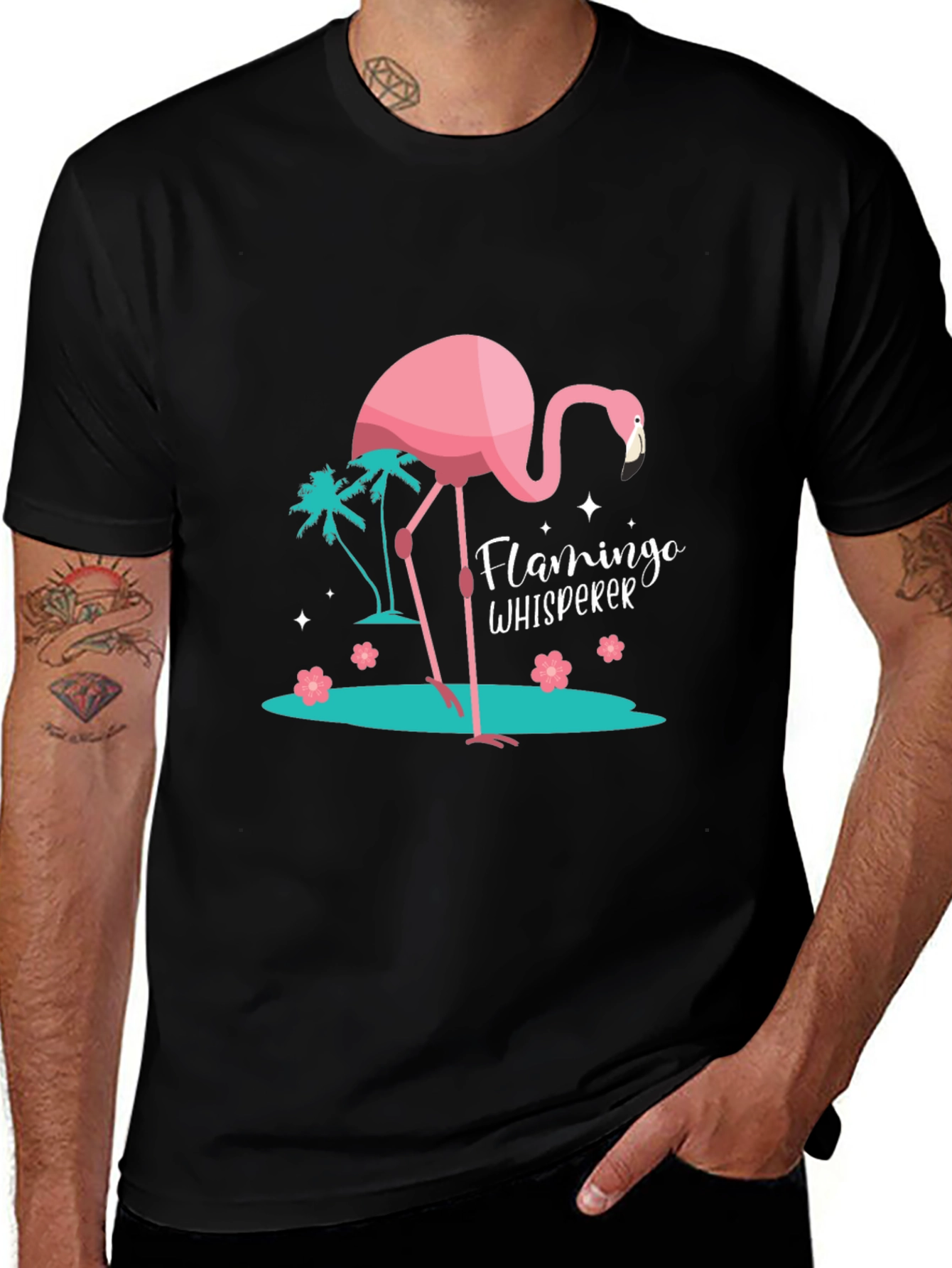 Flamingo Whisperer Black Graphic Tee