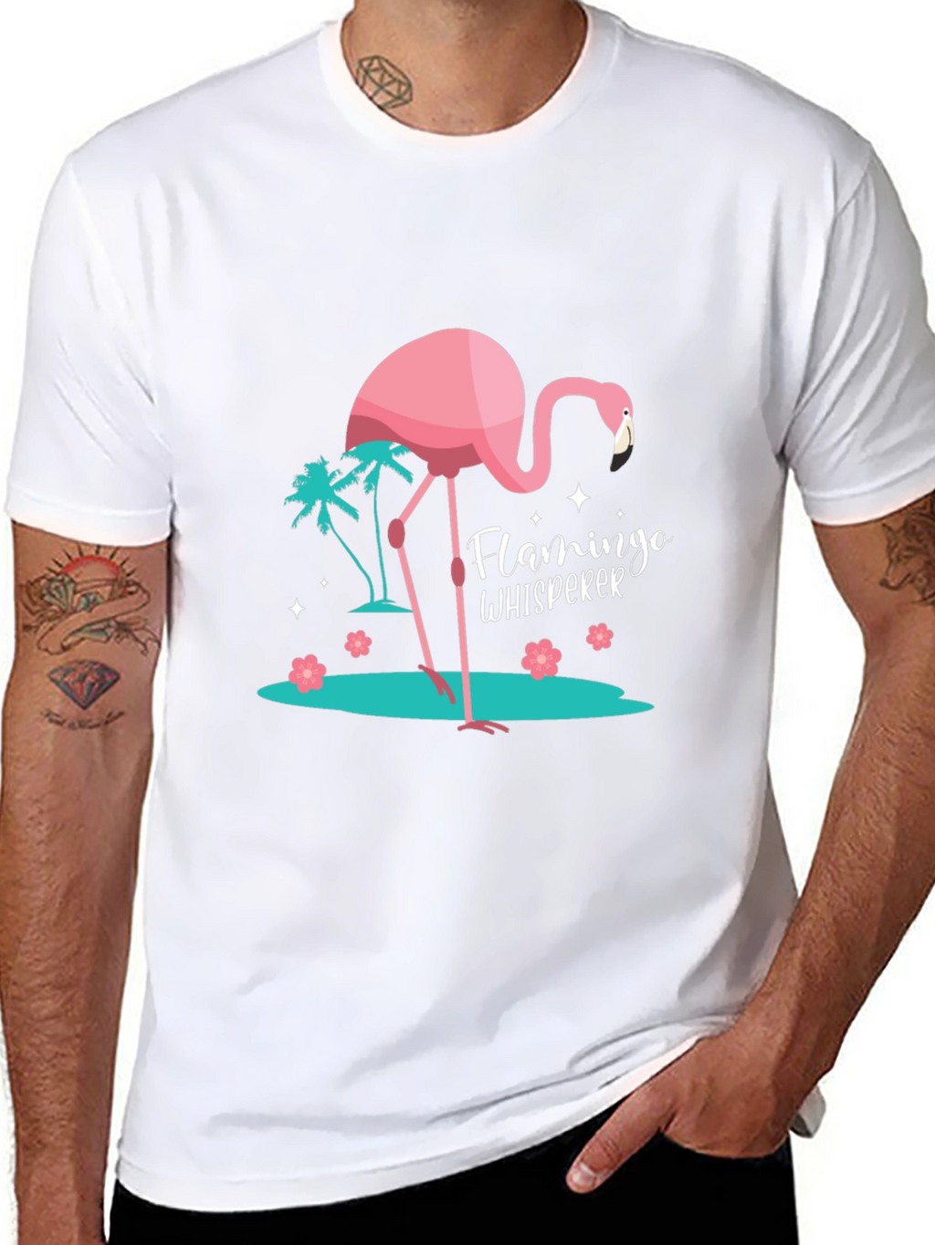 Flamingo Whisperer Black Graphic Tee