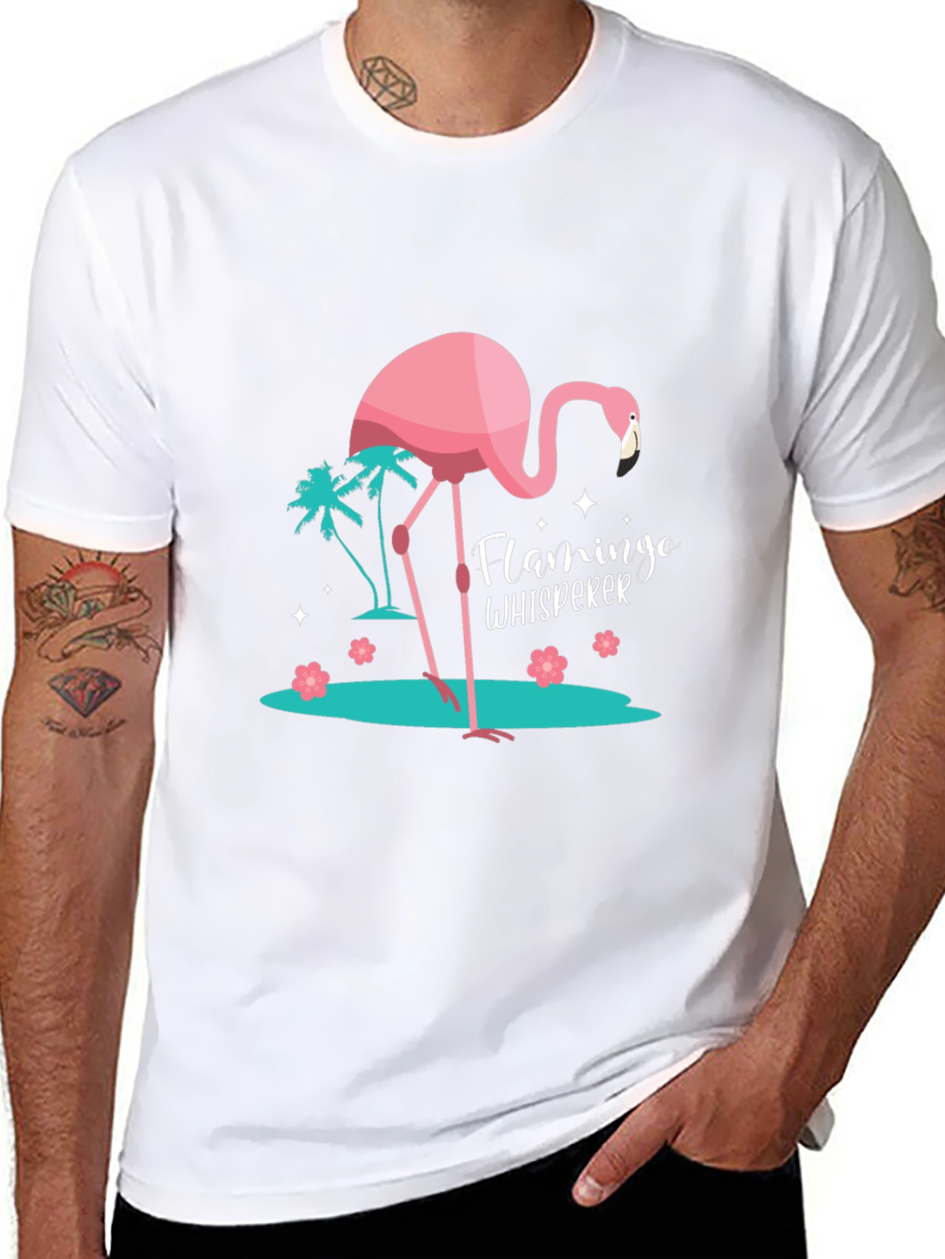 Flamingo Whisperer Black Graphic Tee