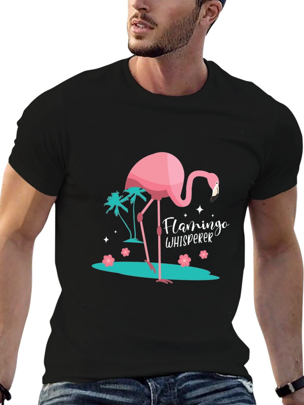 Flamingo Whisperer Black Graphic Tee