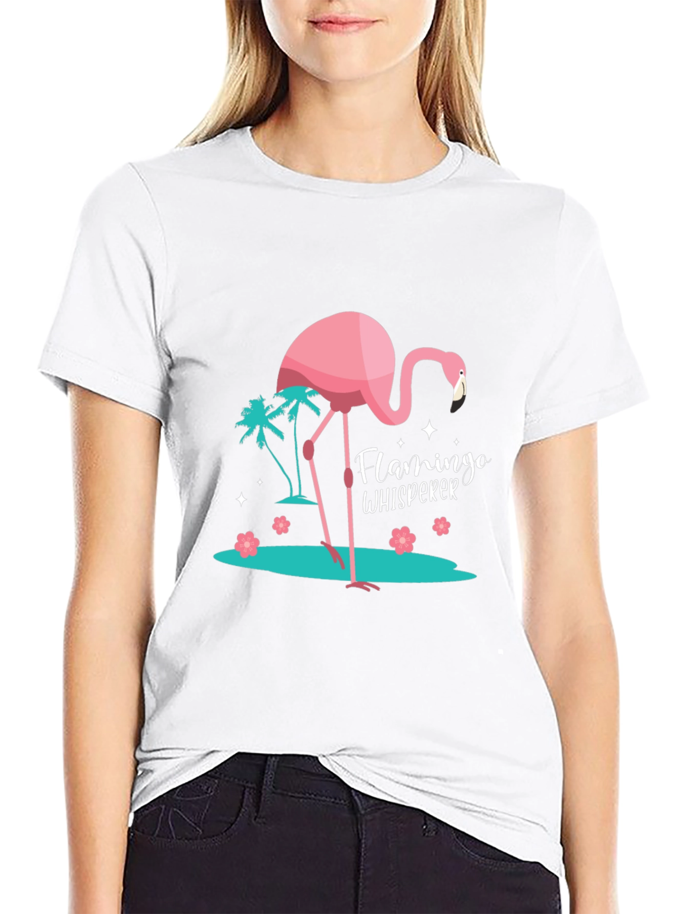 Flamingo Whisperer Black Graphic Tee