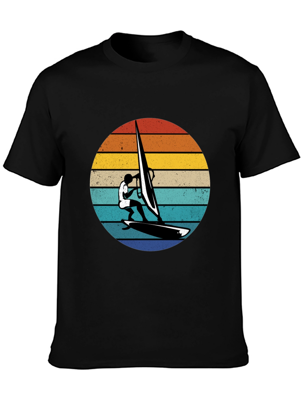 Retro Windsurfer Graphic Tee - Black