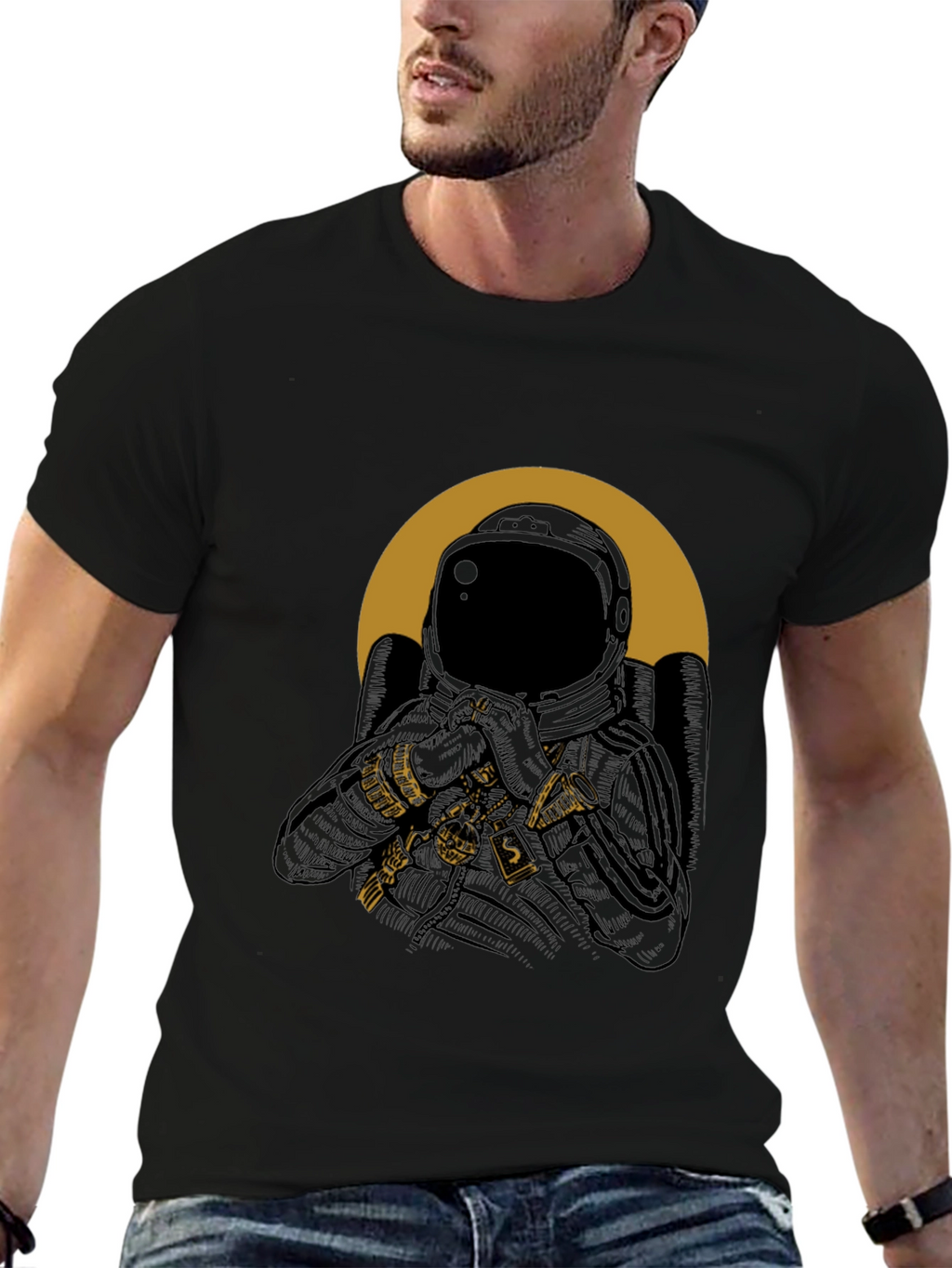 Astronaut Graphic Tee - Black Cotton Blend