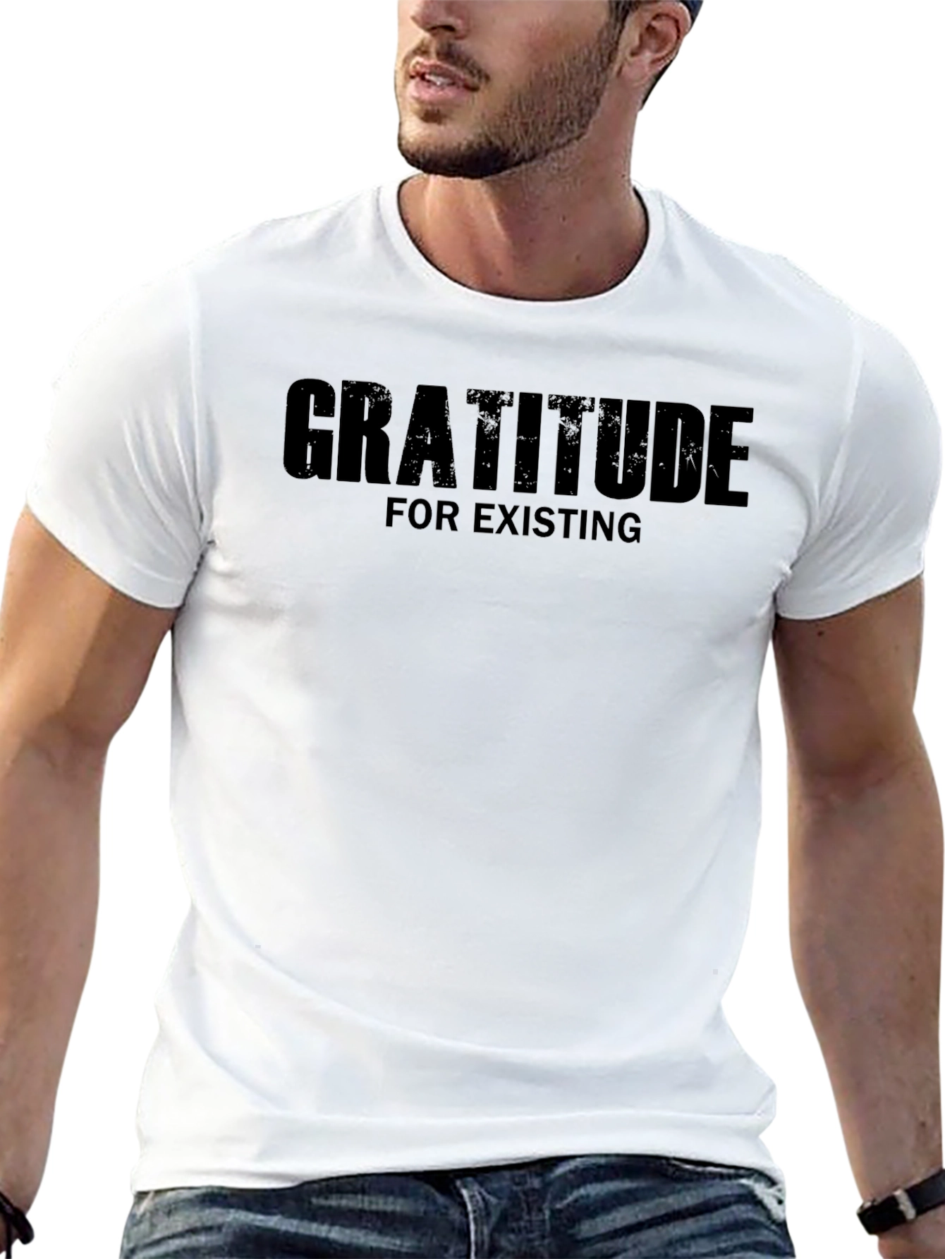 Gratitude for Existing Black Graphic Tee Shirt