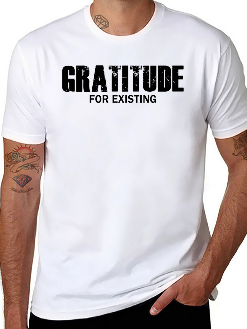 Gratitude for Existing Black Graphic Tee Shirt