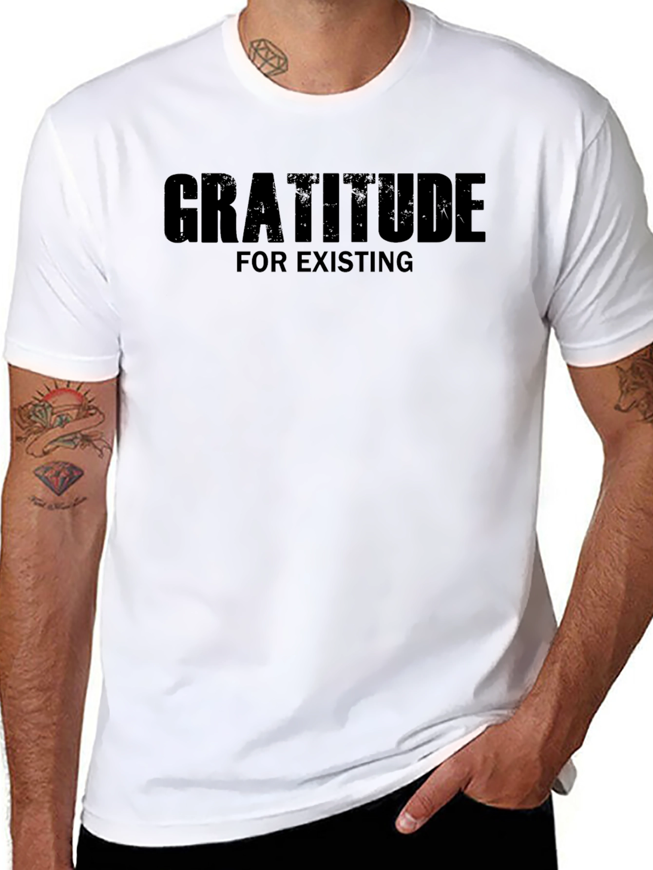 Gratitude for Existing Black Graphic Tee Shirt