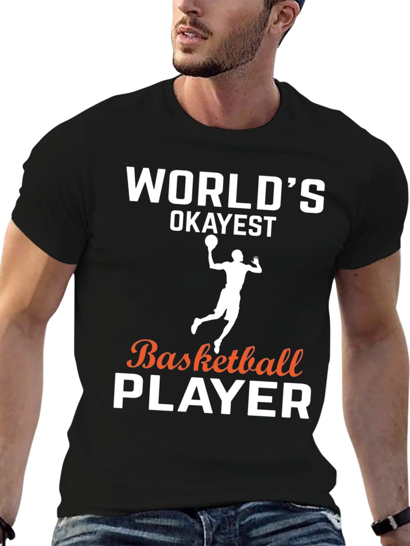 Worlds Okayest Basketball Player Black Graphic Tee