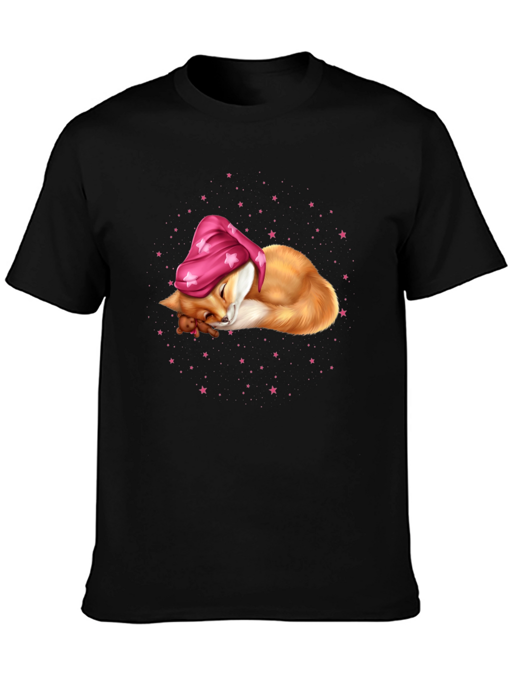 Sleeping Fox in Starry Night T-Shirt