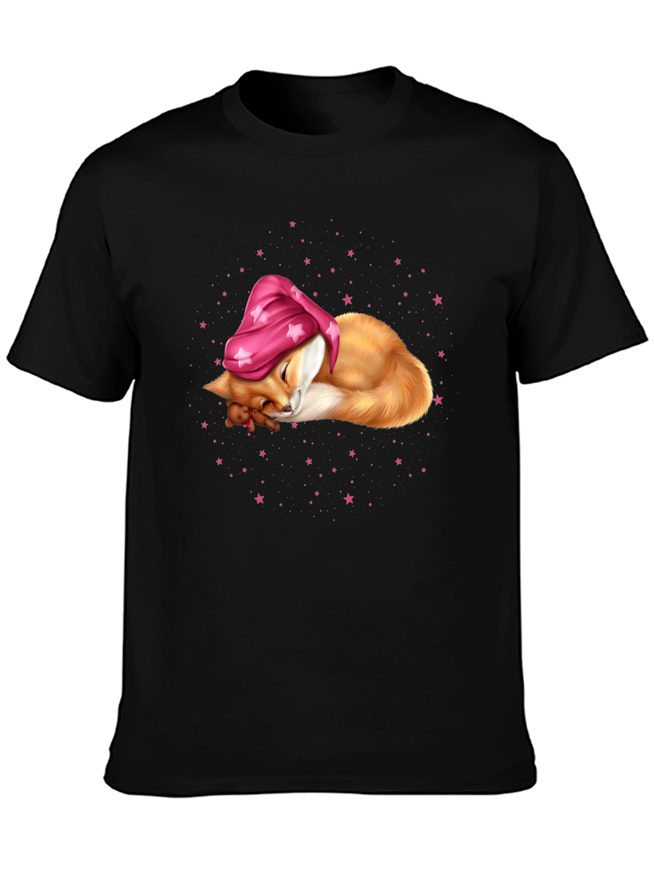 Sleeping Fox in Starry Night T-Shirt