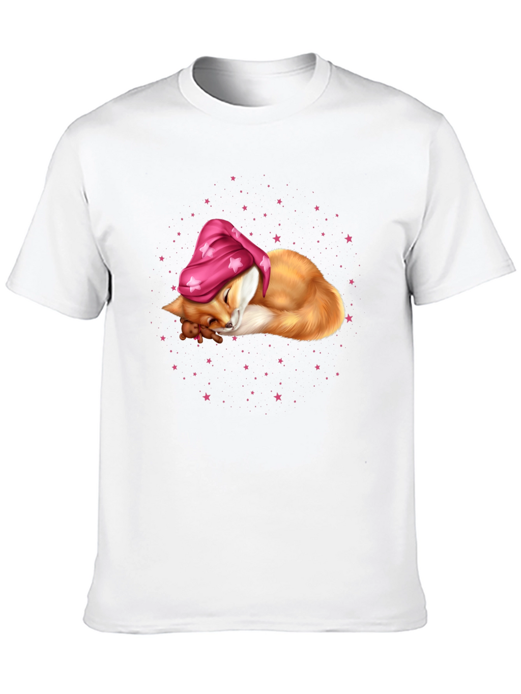 Sleeping Fox in Starry Night T-Shirt