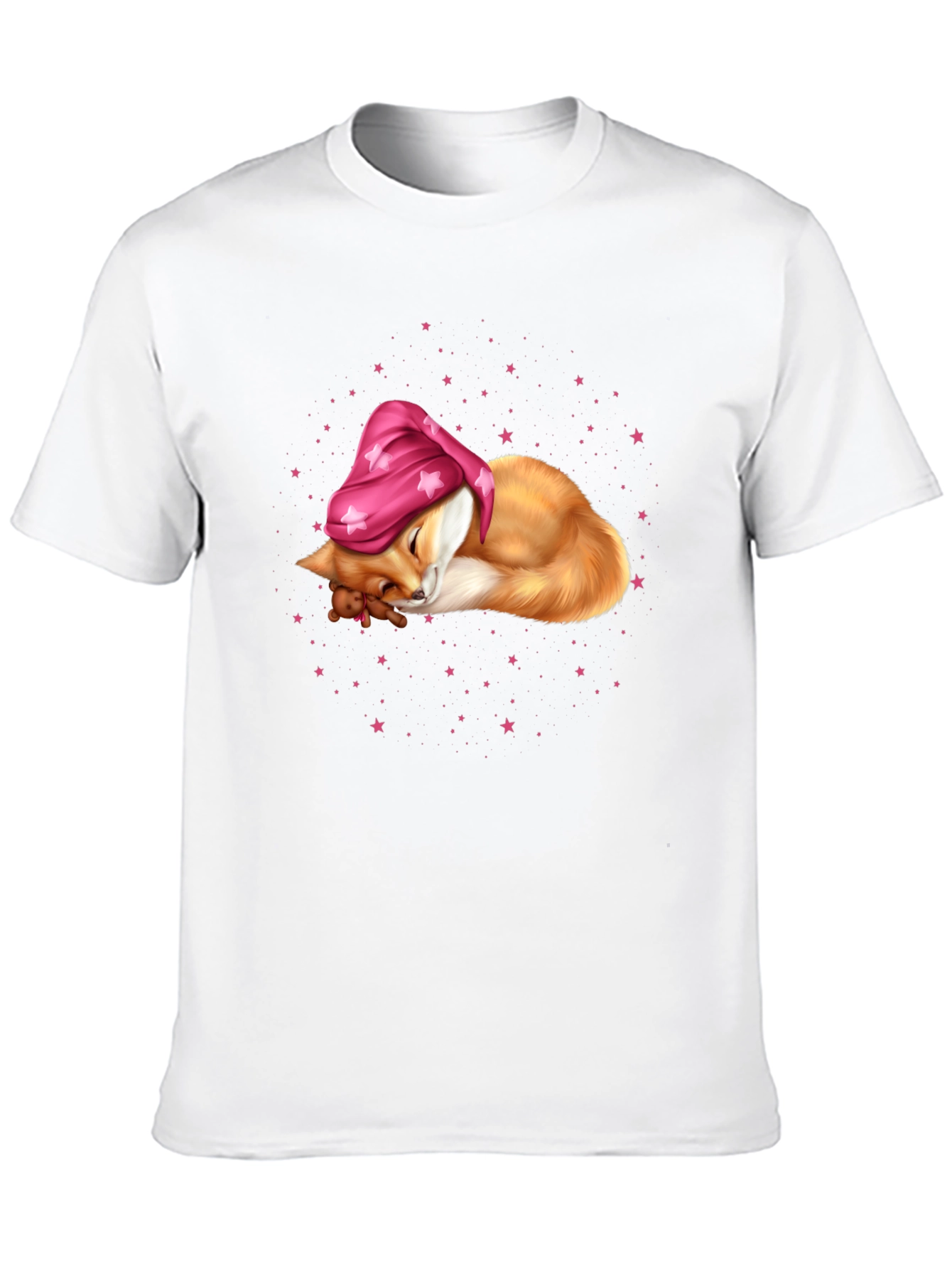 Sleeping Fox in Starry Night T-Shirt