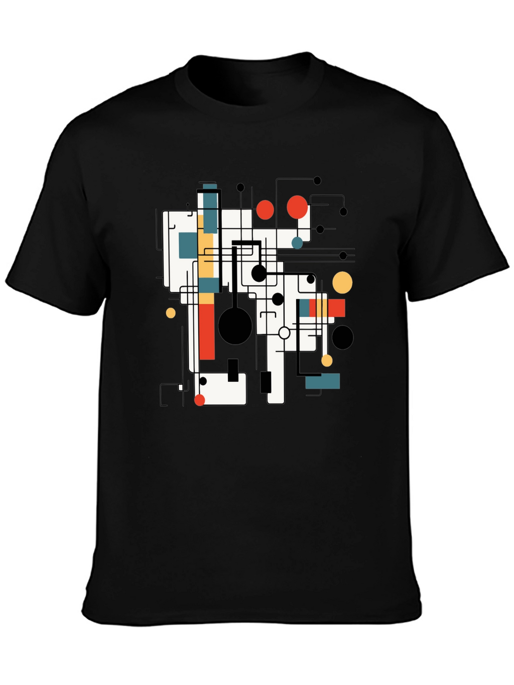 Abstract Graphic Print Tee - Black Casual T-Shirt