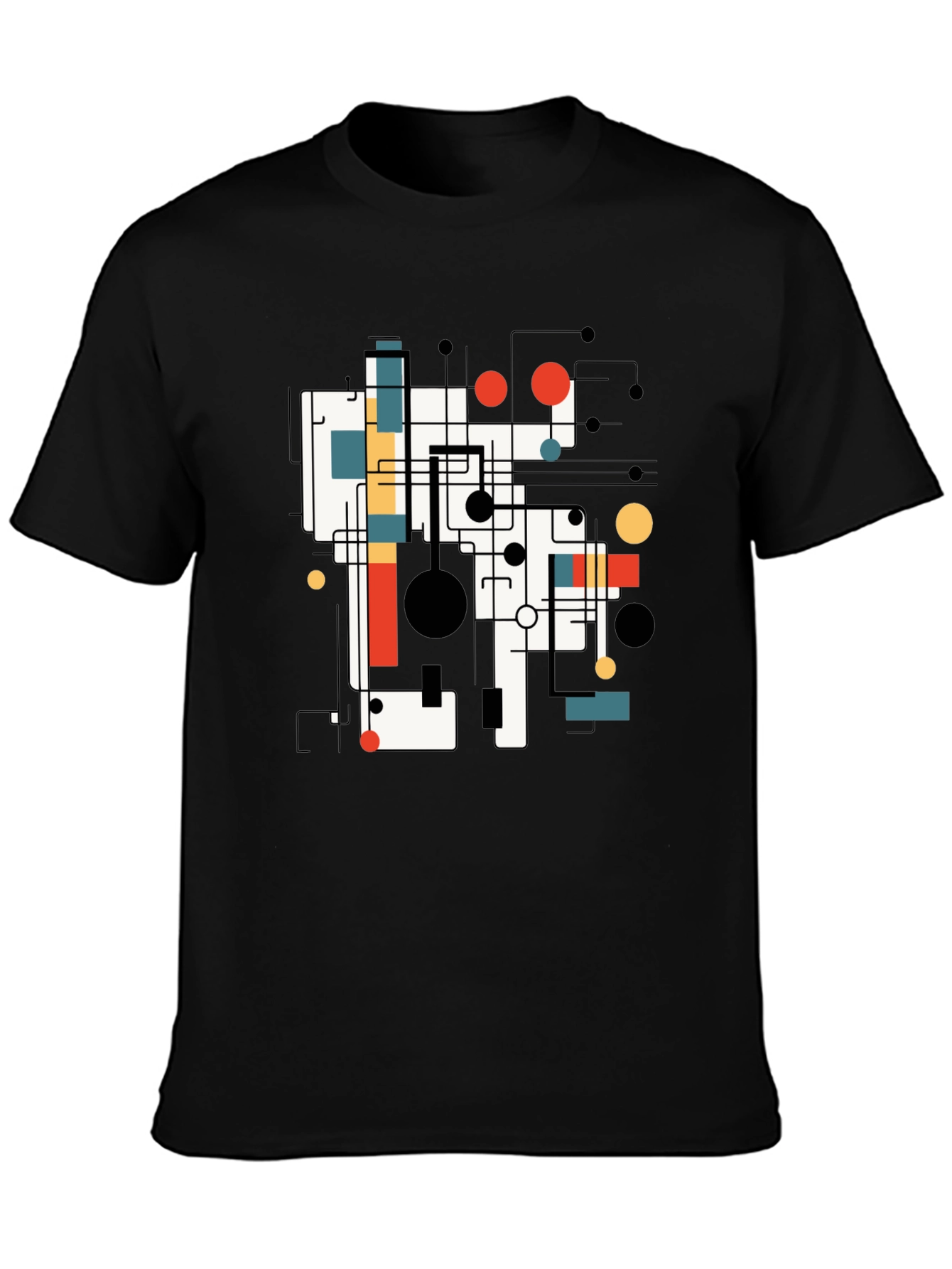 Abstract Graphic Print Tee - Black Casual T-Shirt