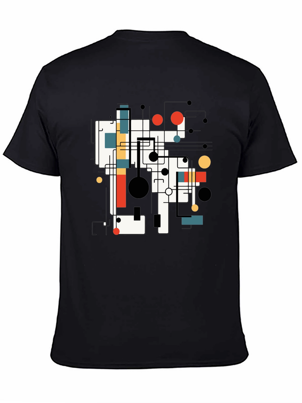 Abstract Graphic Print Tee - Black Casual T-Shirt