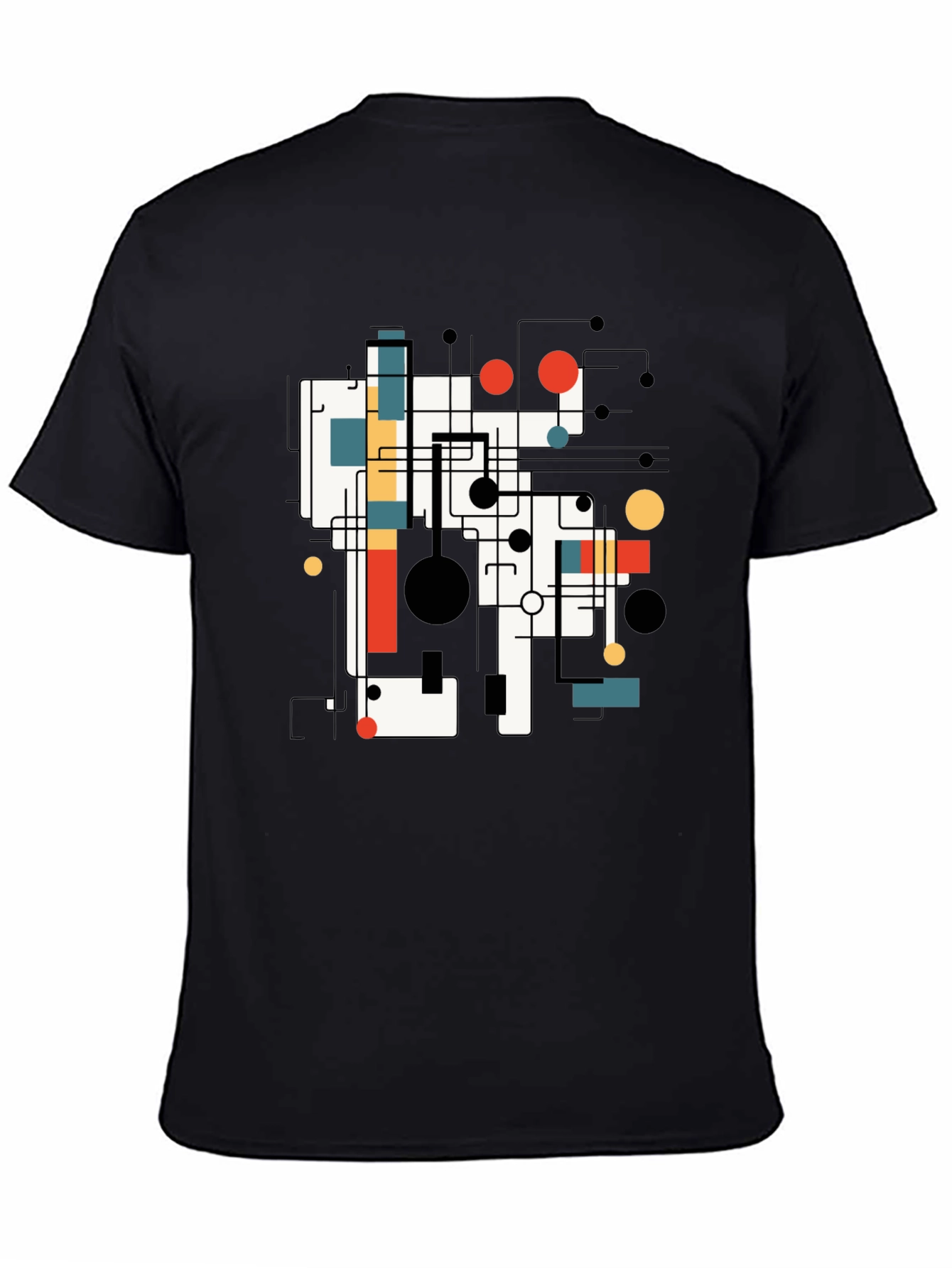 Abstract Graphic Print Tee - Black Casual T-Shirt