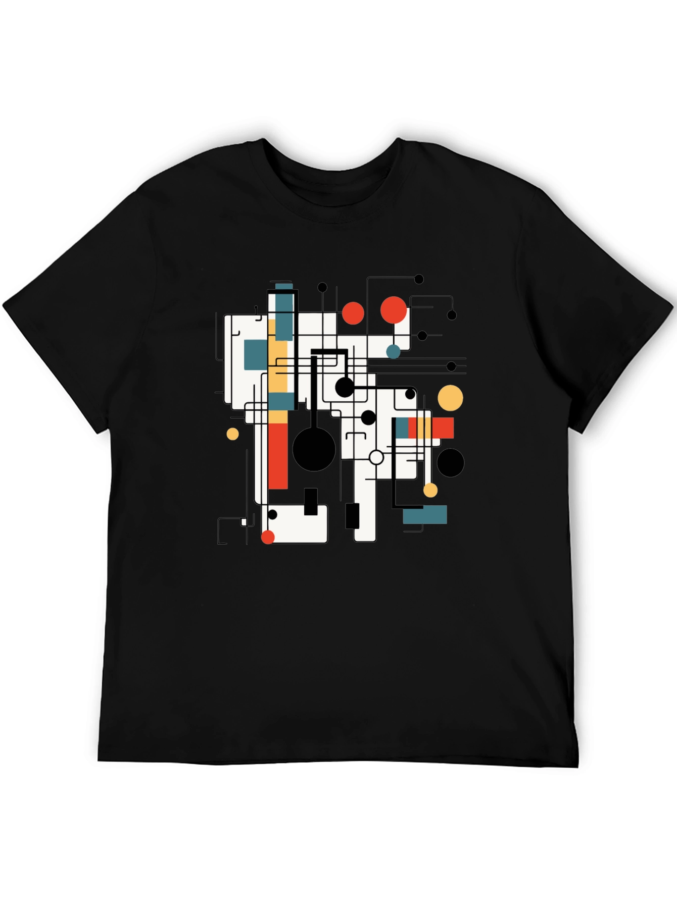 Abstract Graphic Print Tee - Black Casual T-Shirt
