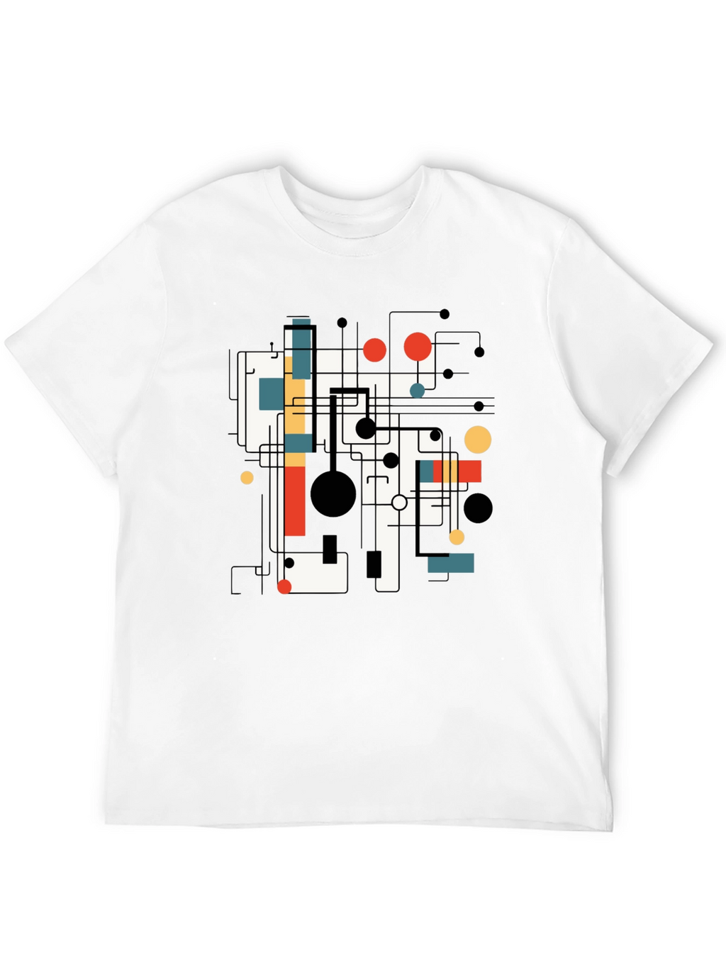 Abstract Graphic Print Tee - Black Casual T-Shirt