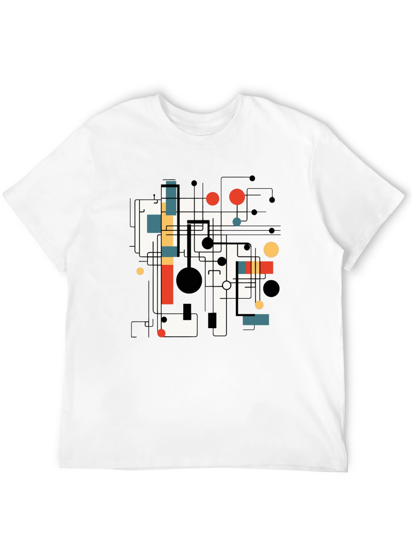 Abstract Graphic Print Tee - Black Casual T-Shirt