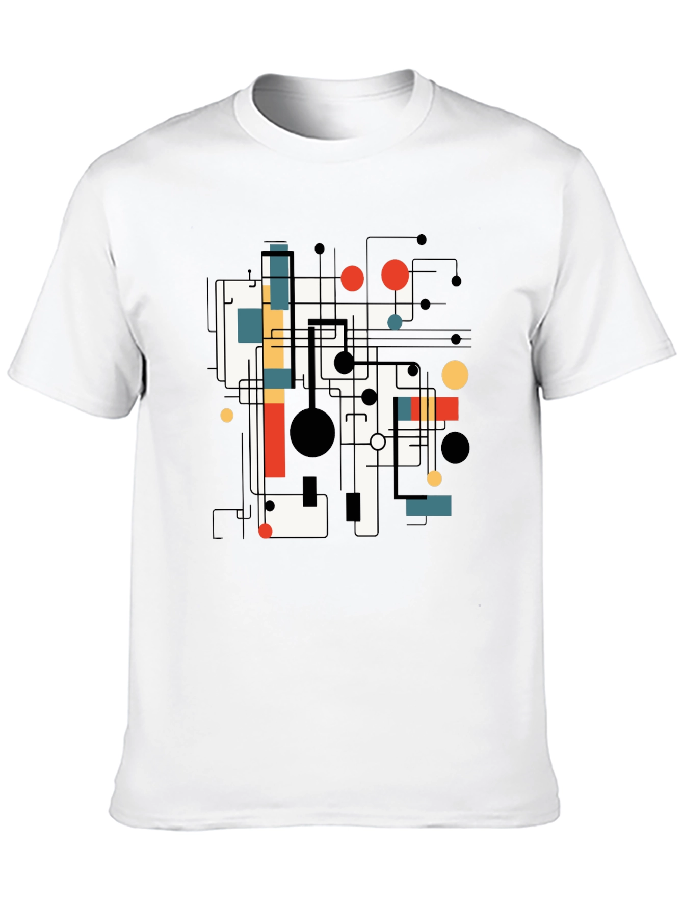 Abstract Graphic Print Tee - Black Casual T-Shirt
