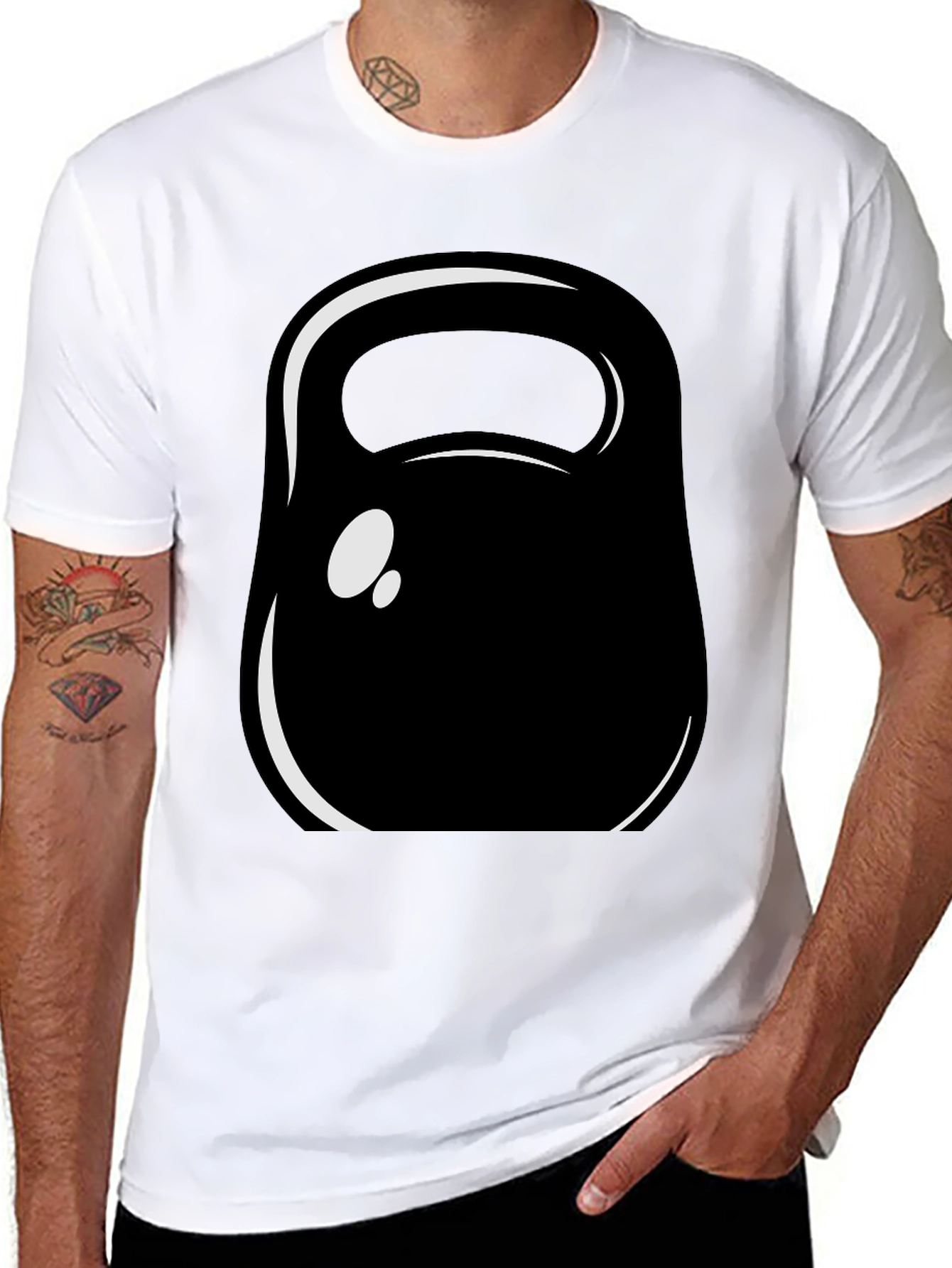 Kettlebell Graphic Tee - Black Cotton Fitness Shirt