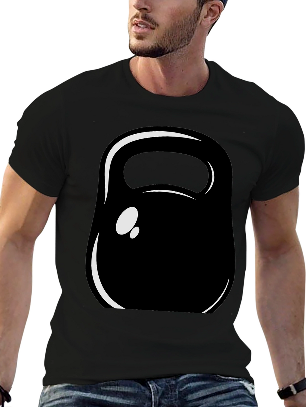 Kettlebell Graphic Tee - Black Cotton Fitness Shirt