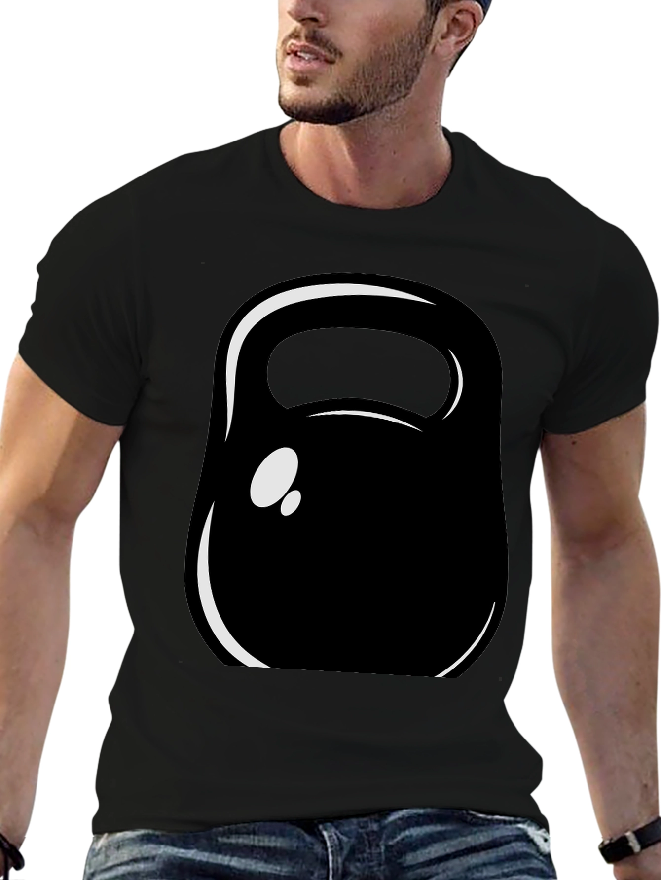 Kettlebell Graphic Tee - Black Cotton Fitness Shirt