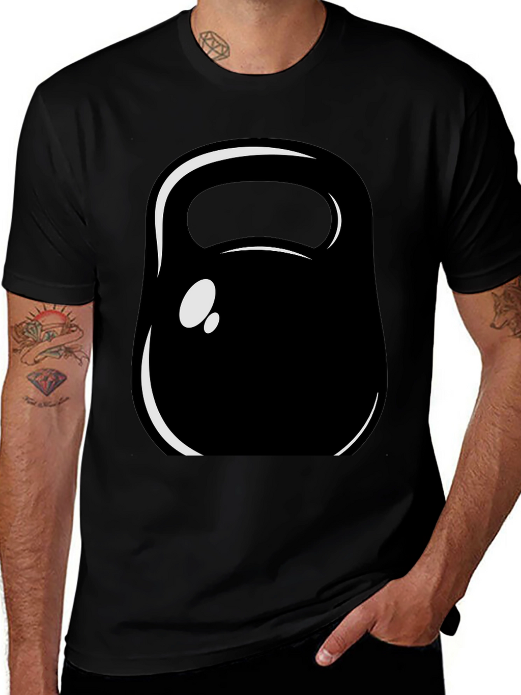 Kettlebell Graphic Tee - Black Cotton Fitness Shirt