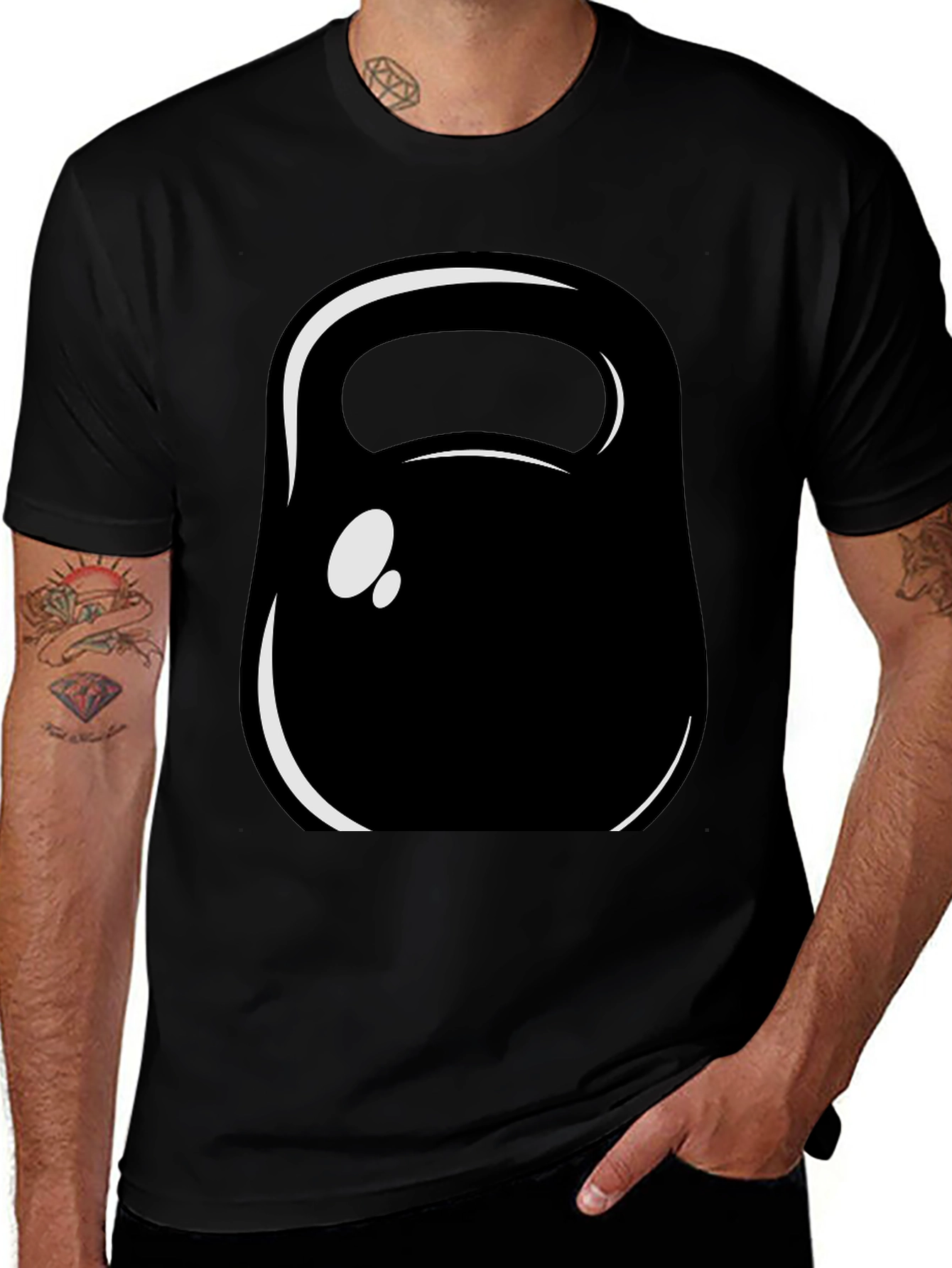 Kettlebell Graphic Tee - Black Cotton Fitness Shirt