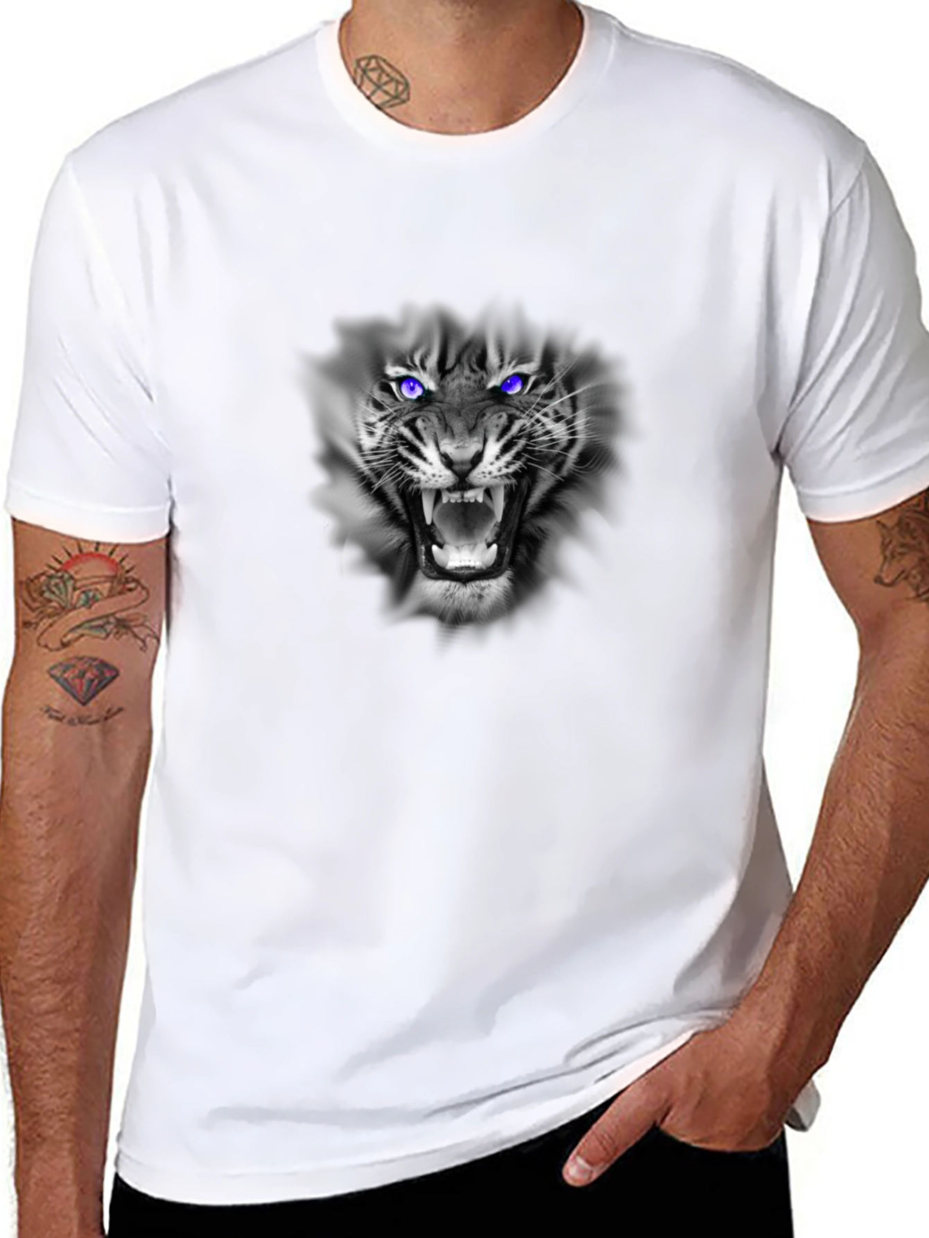 Tiger Graphic T-Shirt - Fierce Blue Eyes