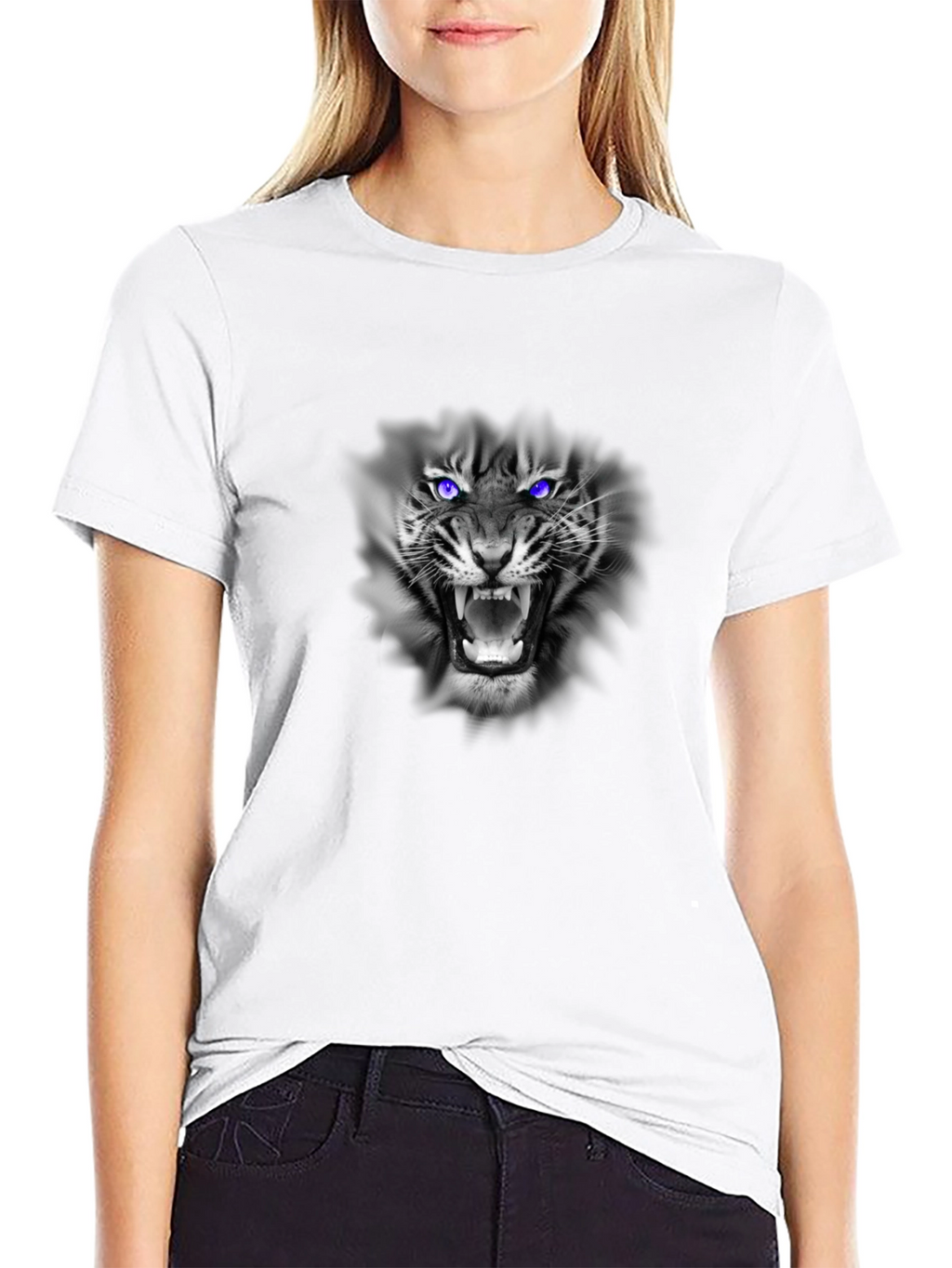 Tiger Graphic T-Shirt - Fierce Blue Eyes