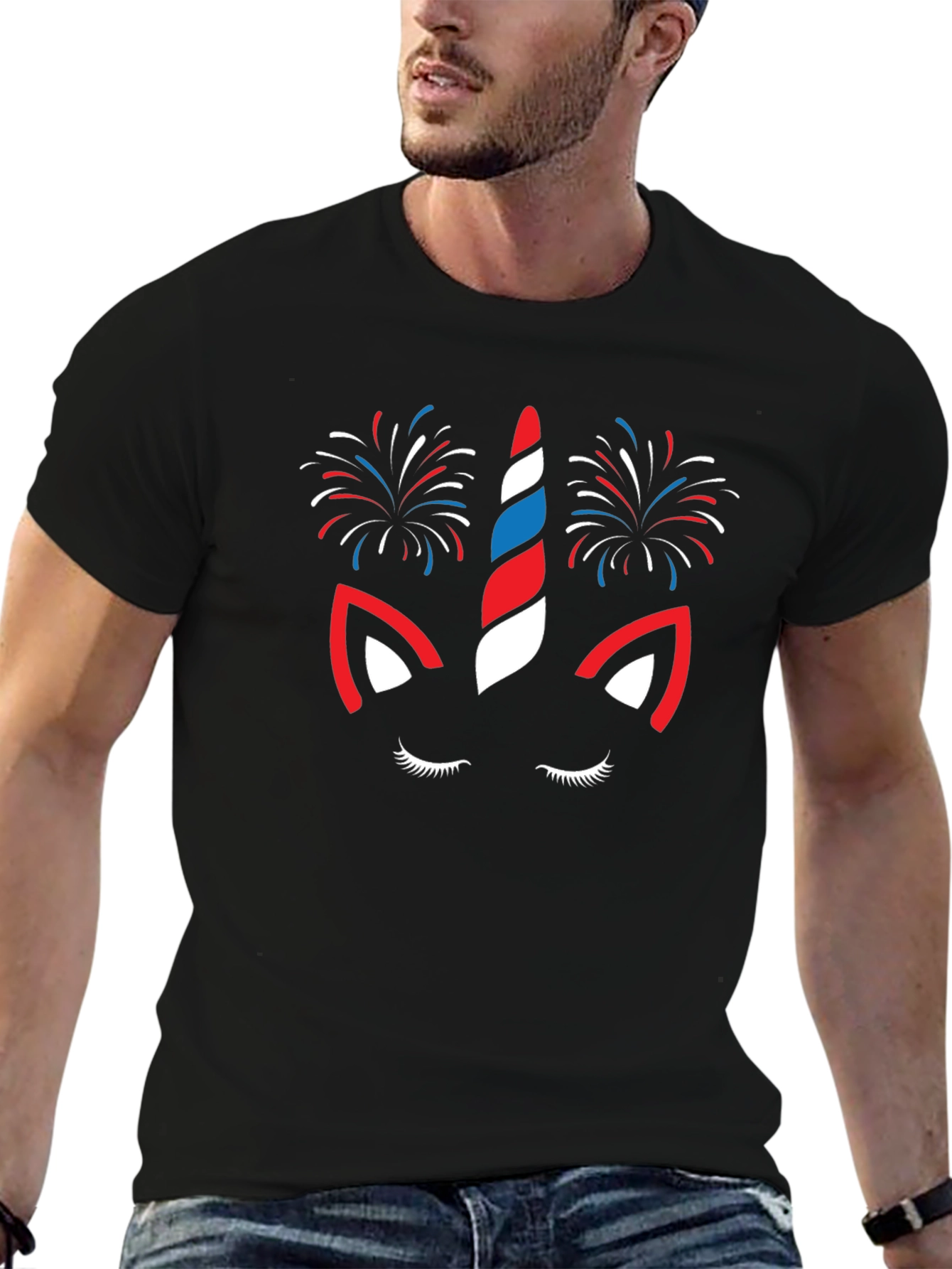 Patriotic Unicorn Fireworks Graphic Tee