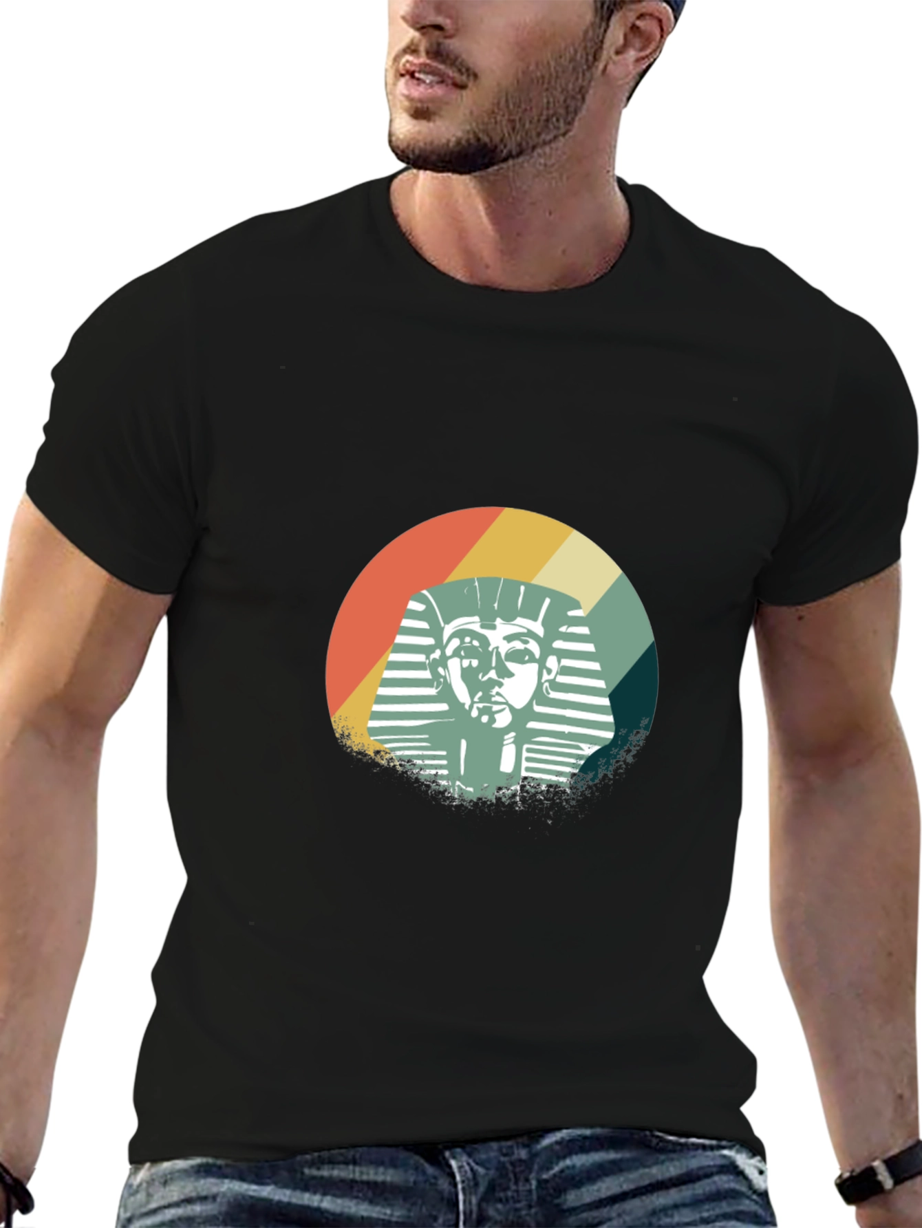 Retro Pharaoh Graphic T-Shirt - Black