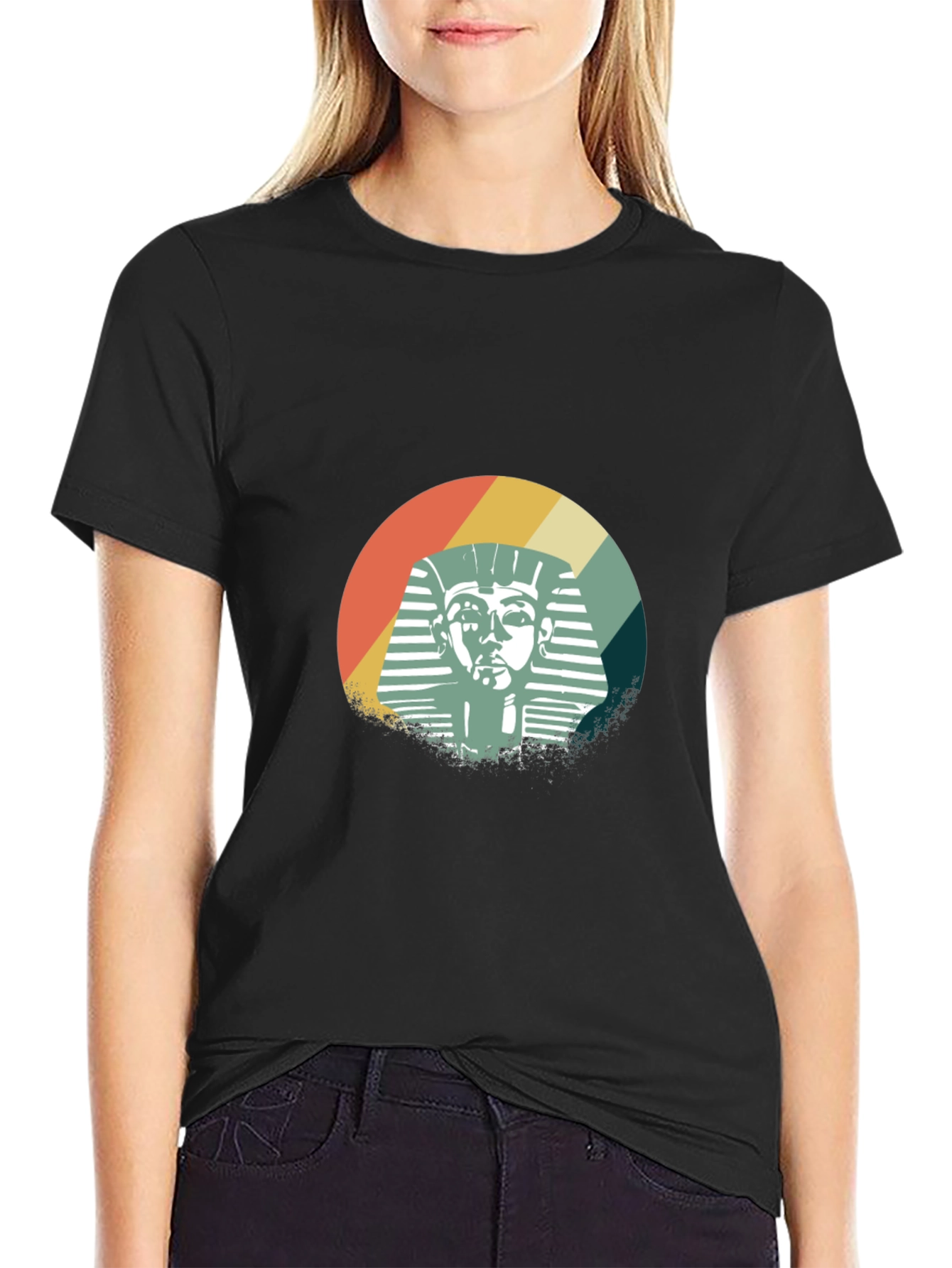Retro Pharaoh Graphic T-Shirt - Black