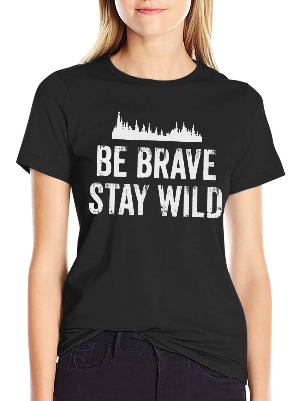 Be Brave Stay Wild Graphic Tee - Black