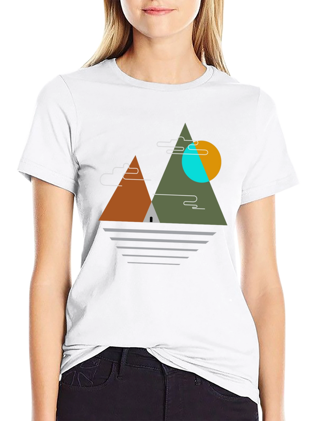 Geometric Mountain Graphic Tee - Black