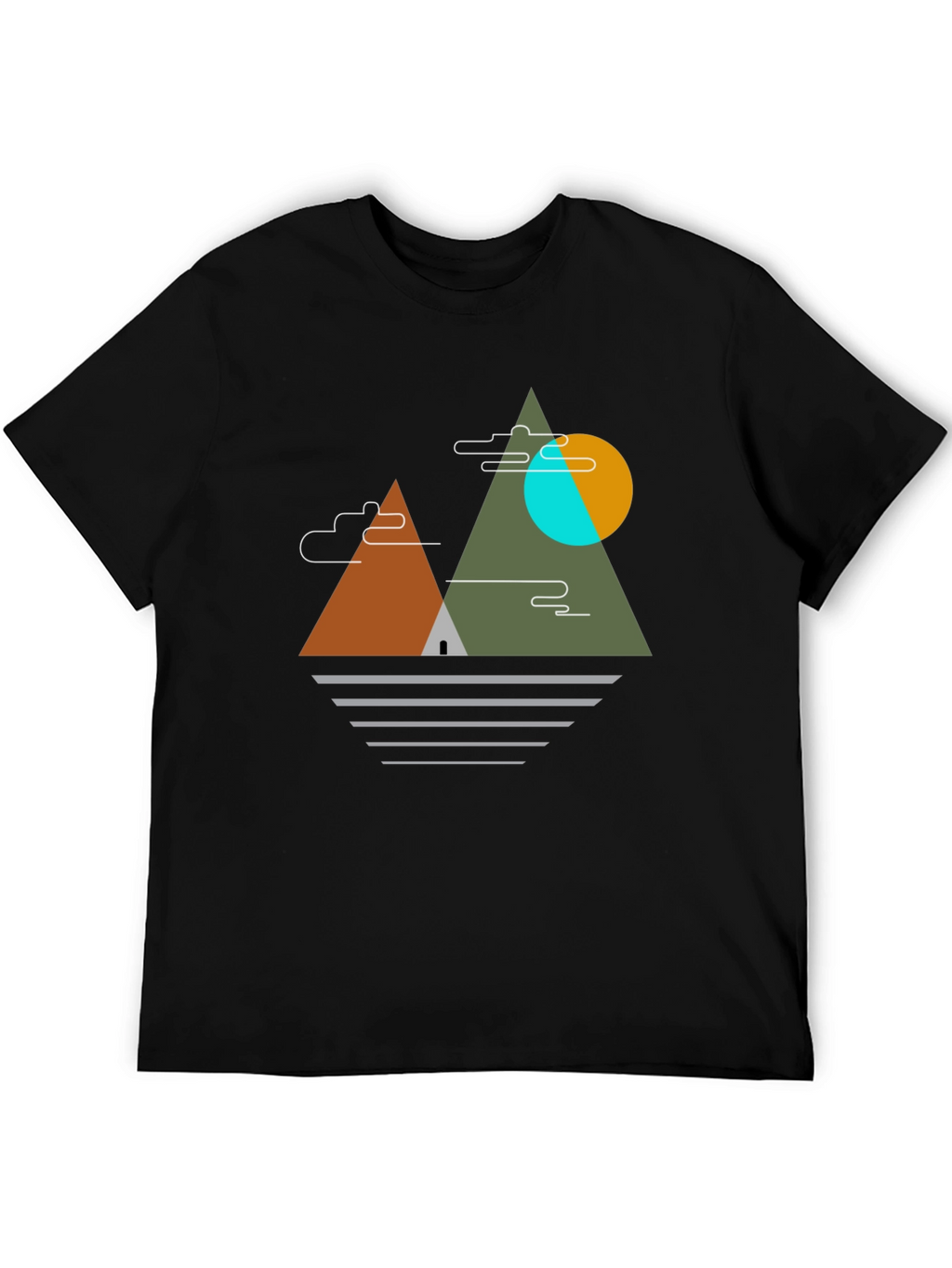 Geometric Mountain Graphic Tee - Black