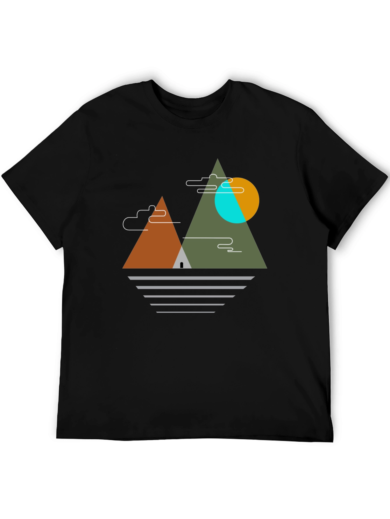 Geometric Mountain Graphic Tee - Black