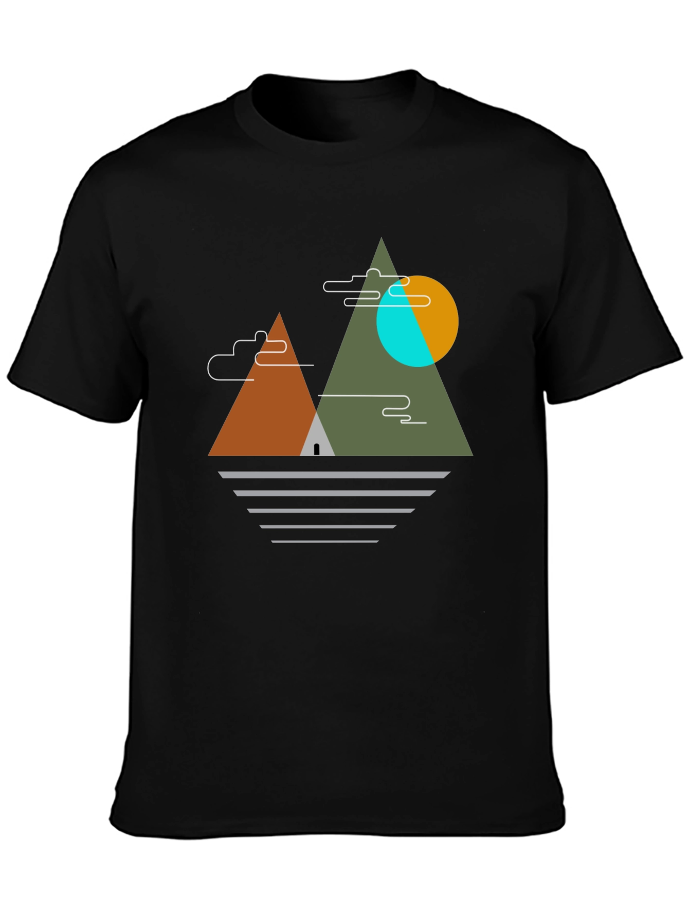 Geometric Mountain Graphic Tee - Black