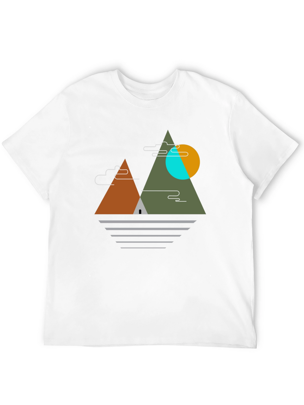Geometric Mountain Graphic Tee - Black