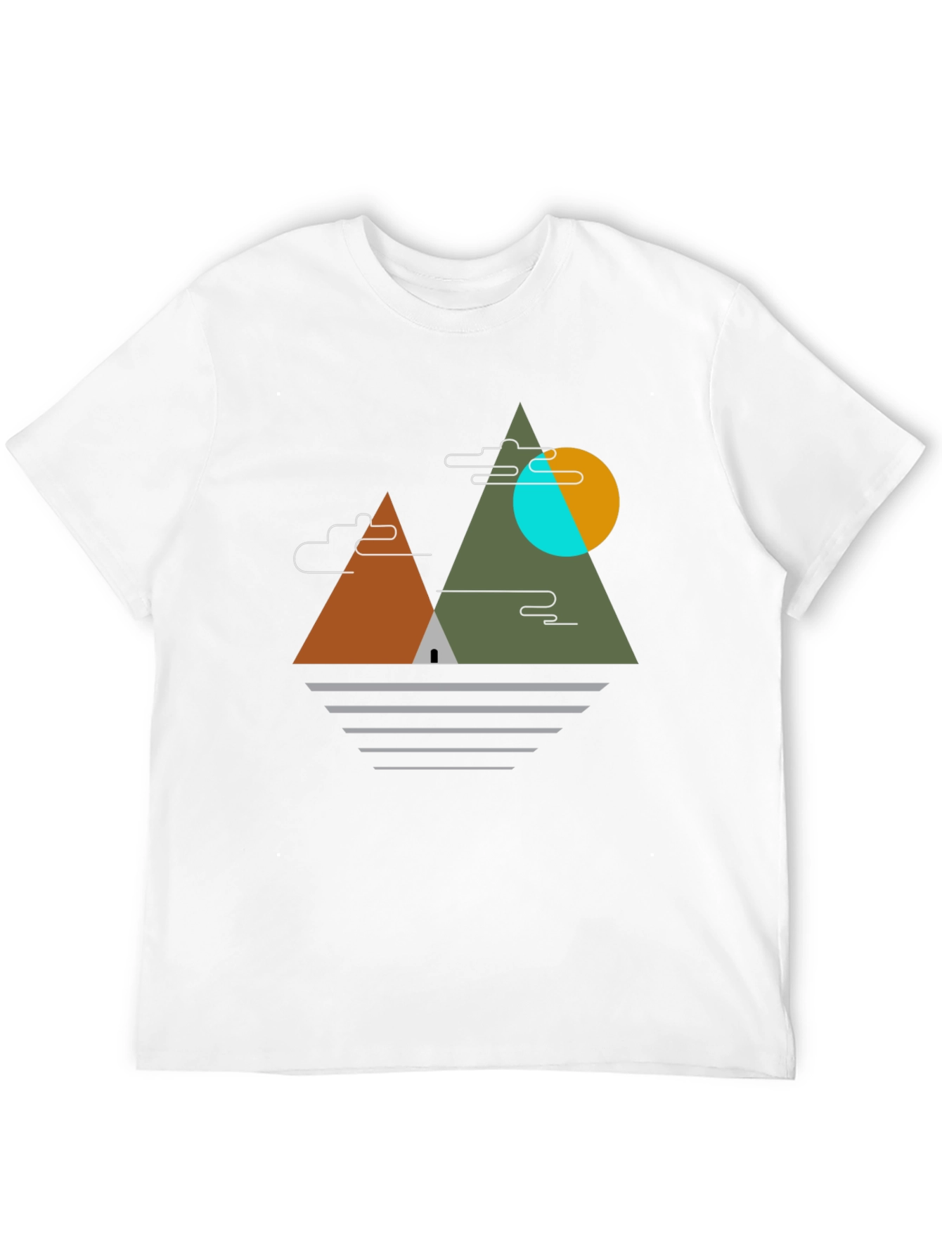 Geometric Mountain Graphic Tee - Black
