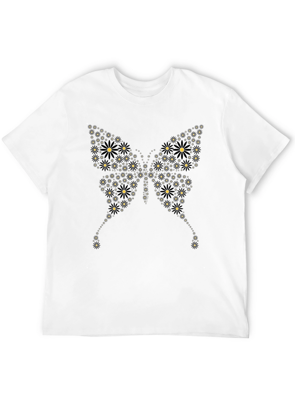 Butterfly Floral Graphic Black T-Shirt