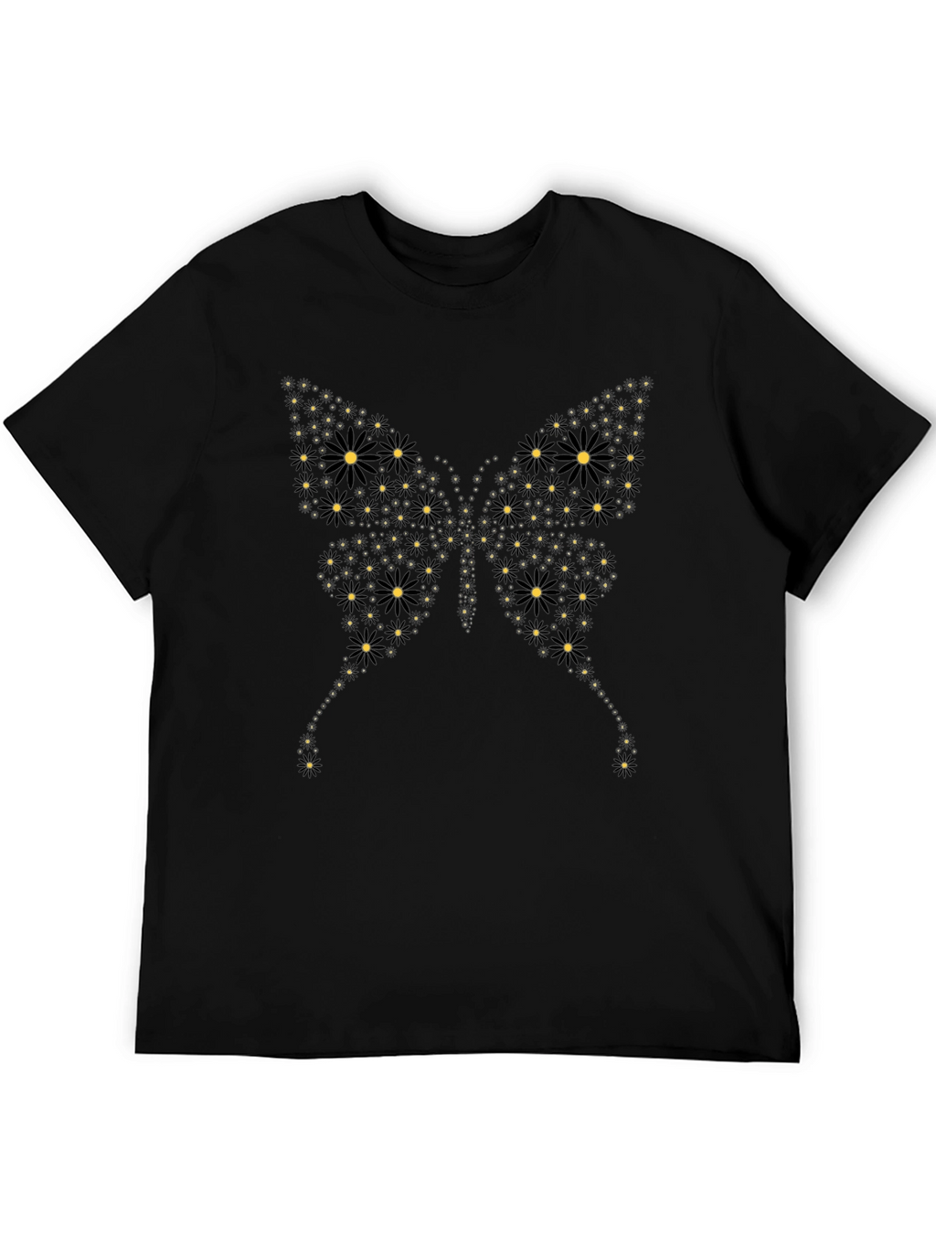 Butterfly Floral Graphic Black T-Shirt