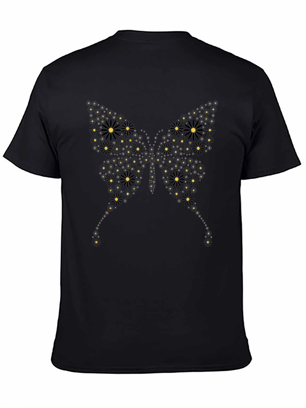 Butterfly Floral Graphic Black T-Shirt