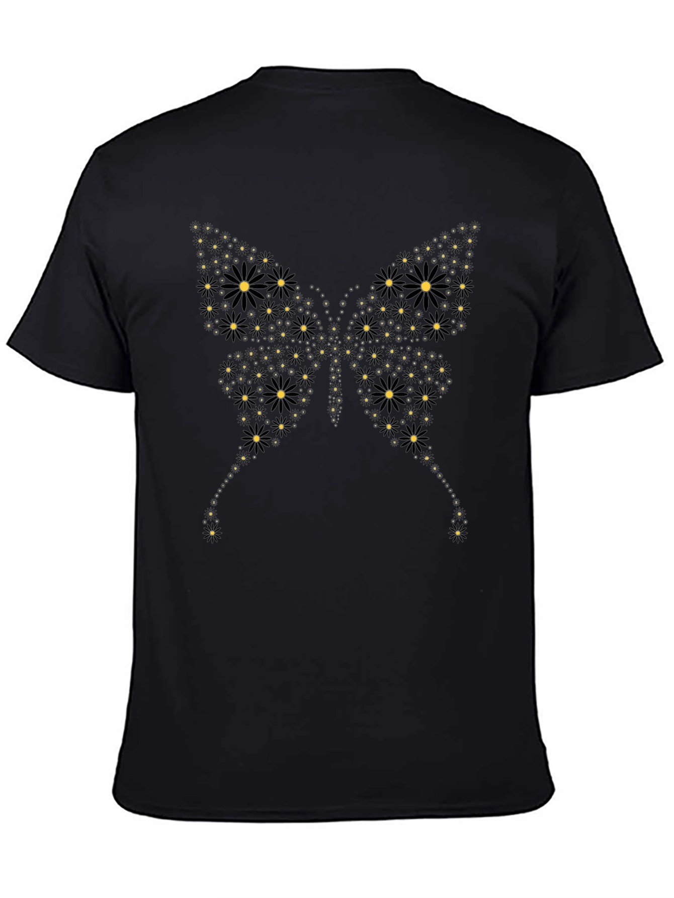 Butterfly Floral Graphic Black T-Shirt