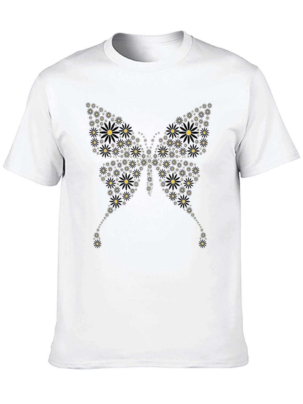 Butterfly Floral Graphic Black T-Shirt