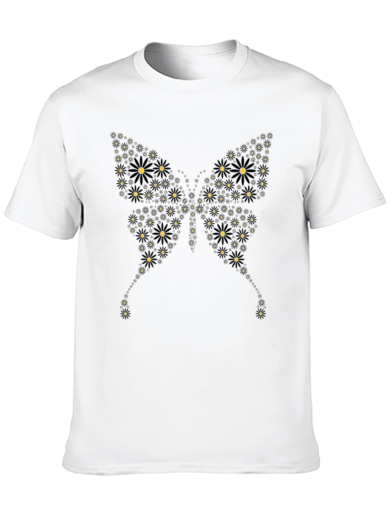Butterfly Floral Graphic Black T-Shirt