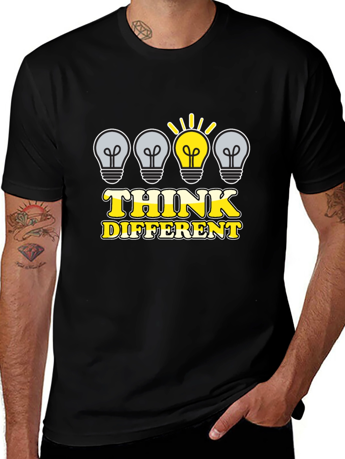 Think Different Graphic Tee - Black Cotton T-Shirt