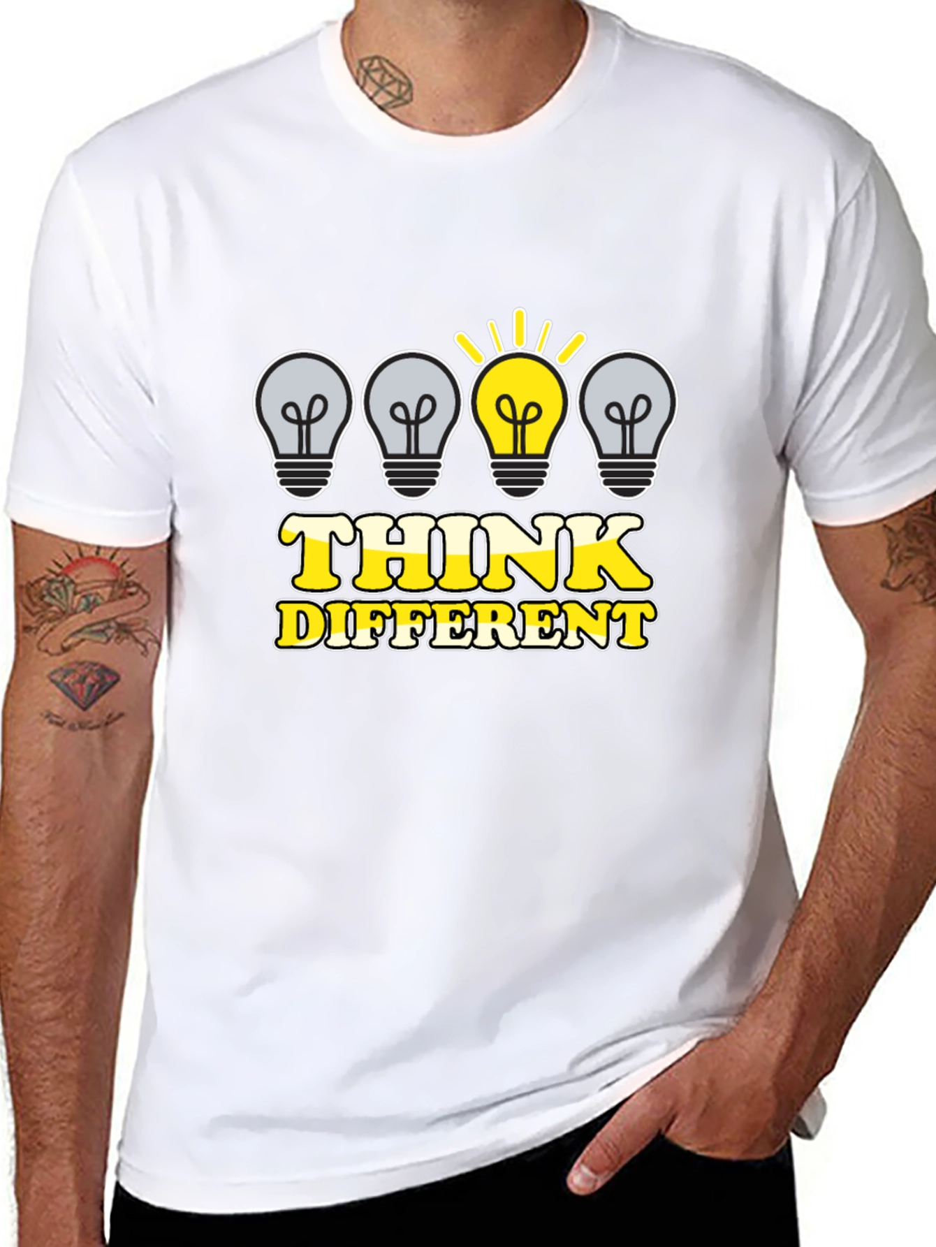 Think Different Graphic Tee - Black Cotton T-Shirt