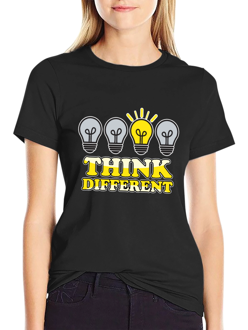 Think Different Graphic Tee - Black Cotton T-Shirt