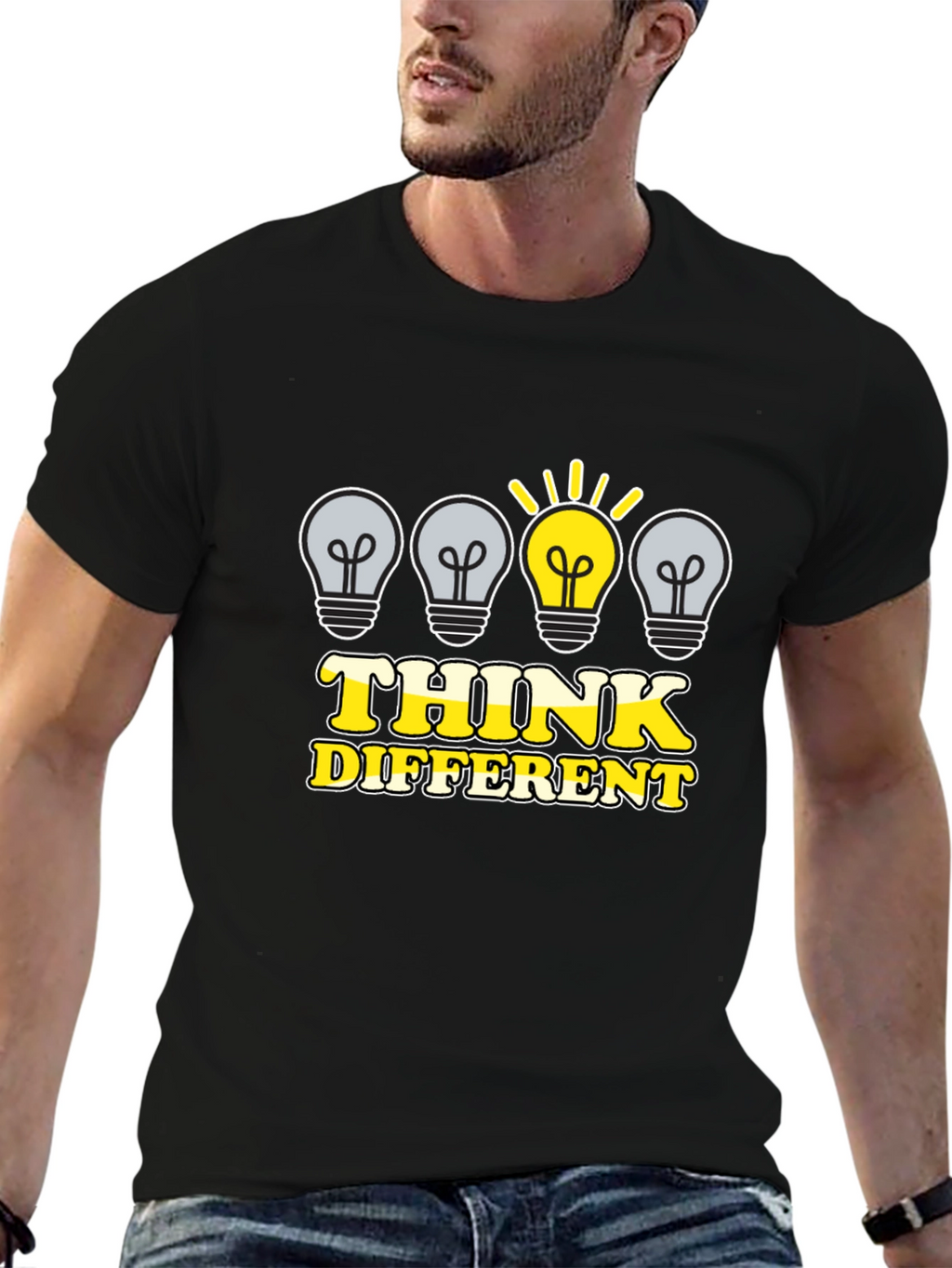 Think Different Graphic Tee - Black Cotton T-Shirt